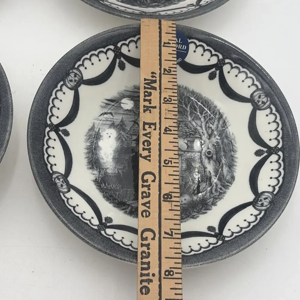 4 Royal Stafford Halloween 8” Salad Soup Bowls Coven Witch Sisters Seance Black